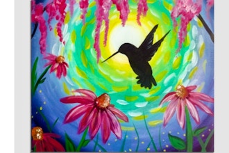 Paint Nite: Midsummer Moonlit Hummingbird and Flowers